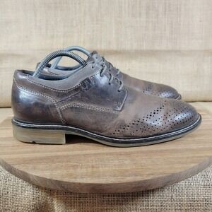 Josef Seibel Wingtip Oxford‎ Dress Shoes Mens Brown Leather EU Size 41 US Size 8